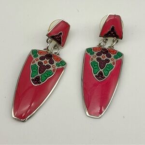 Vintage Edgar Berebi Eye-catching Enamel Earrings 80s 90s Y2K Boho Festival